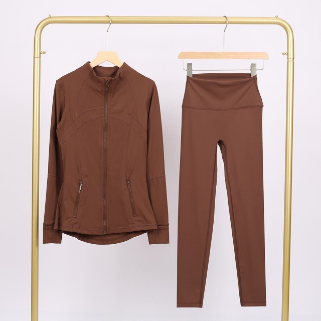 Solid Color Zipper Up Yoga Pant Set (come with logo and tag )