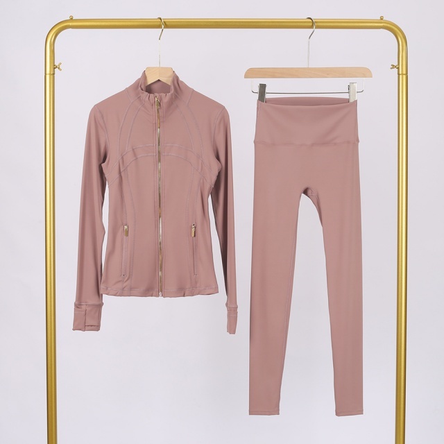 Gold Zipper Slim Fit Yoga Pant Set (come with logo and tag )