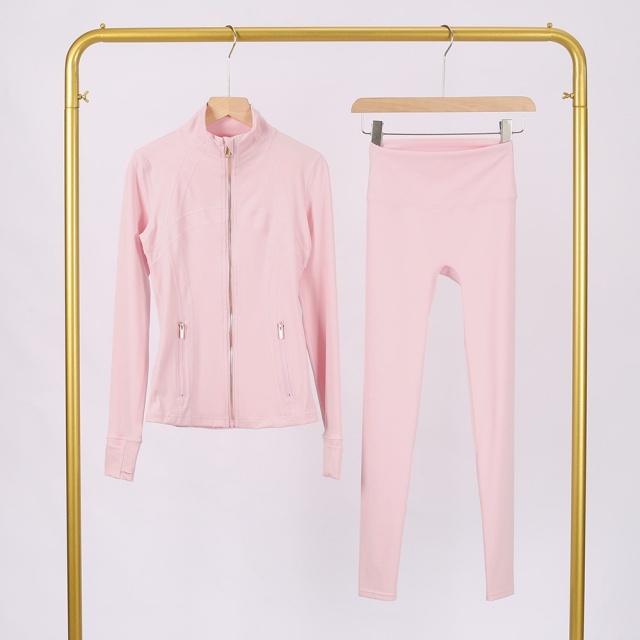 Gold Zipper Slim Fit Yoga Pant Set (come with logo and tag )