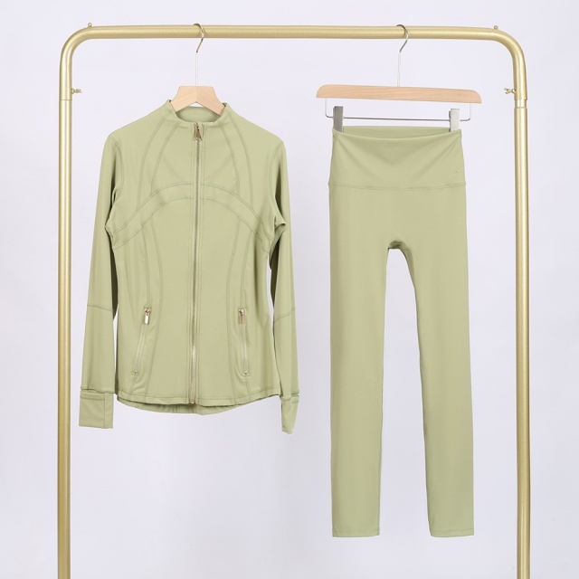 Gold Zipper Slim Fit Yoga Pant Set (come with logo and tag )