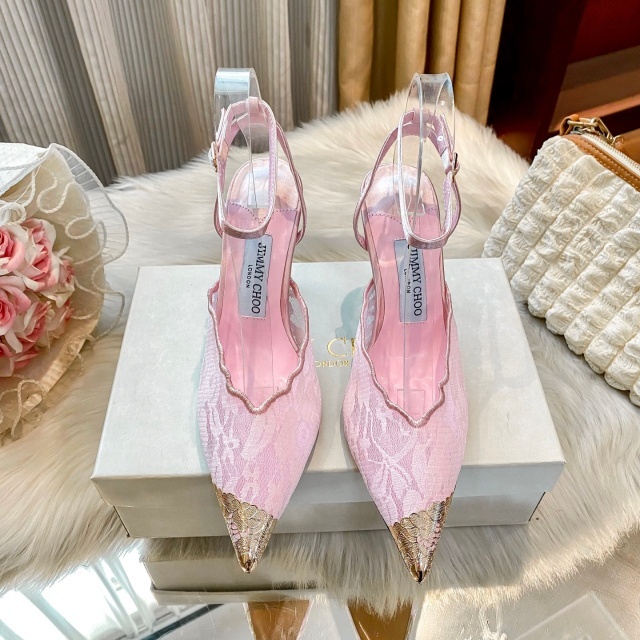 Women Sexy Pointed Toe Lace High Heeled Sandals