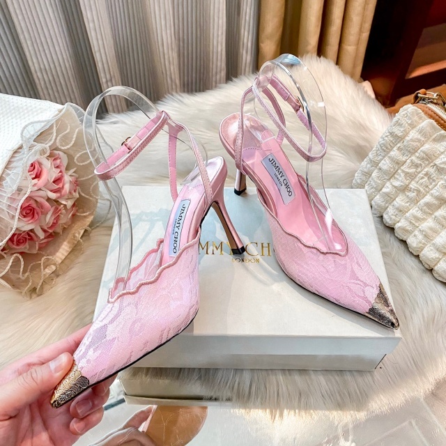 Women Sexy Pointed Toe Lace High Heeled Sandals
