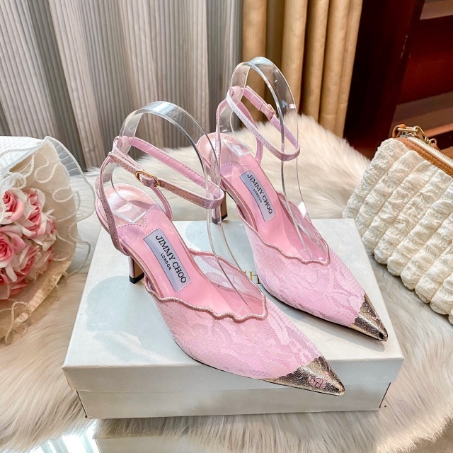 Women Sexy Pointed Toe Lace High Heeled Sandals