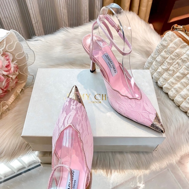 Women Sexy Pointed Toe Lace High Heeled Sandals