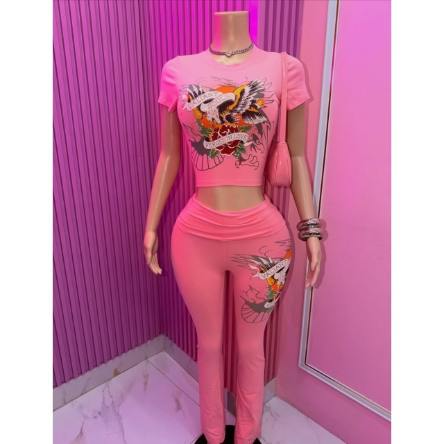 Chic Printed Slim Fit Pant Set