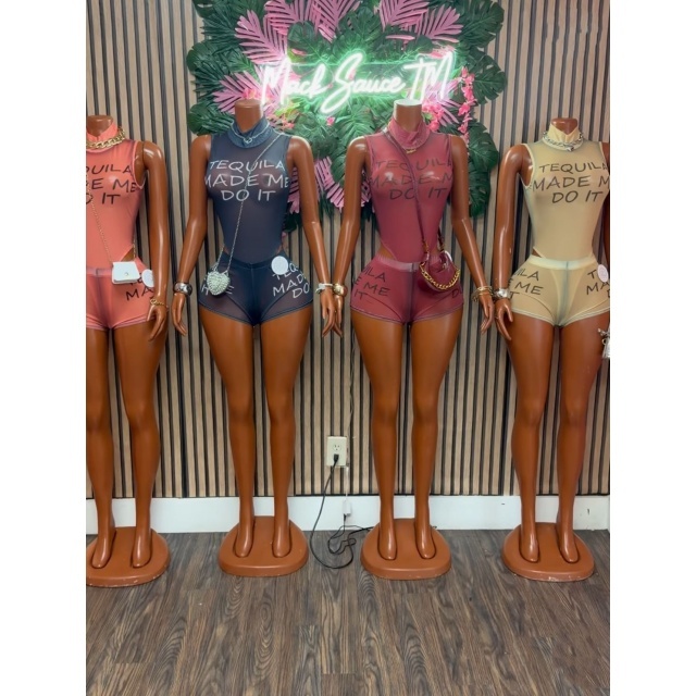 Letters Printed Sheer Mesh Short Set