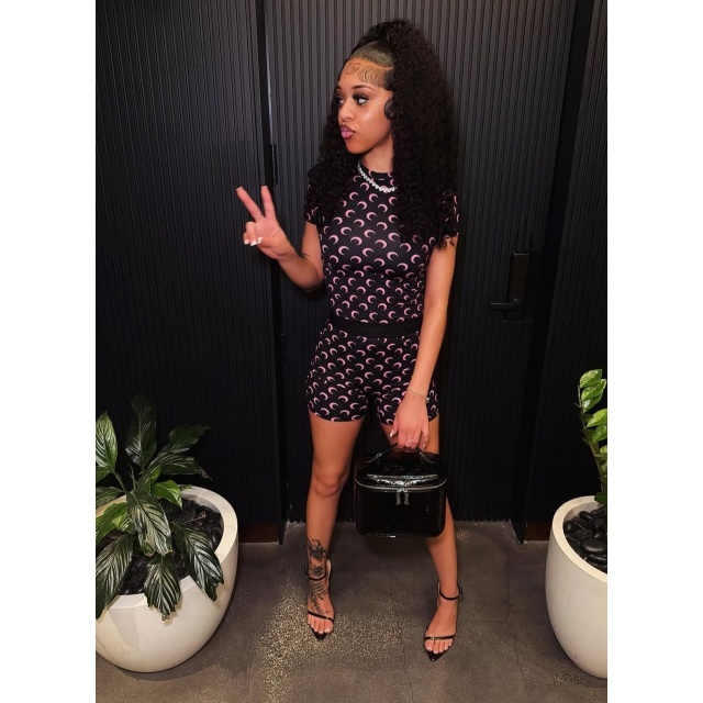 Moon Printed Slim Fit Short Set