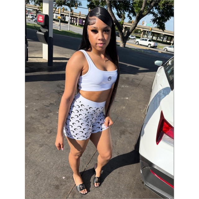 Sleeveless Tank Top Moon Printed Short Set