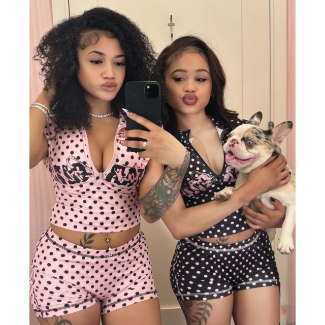 Star Girl Dots Printed Slim Fit Short Set