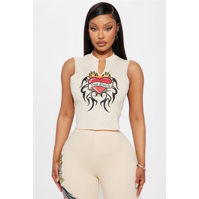 V Neck Sleeveless Tank Top Slim Fit Flare Pant Set
