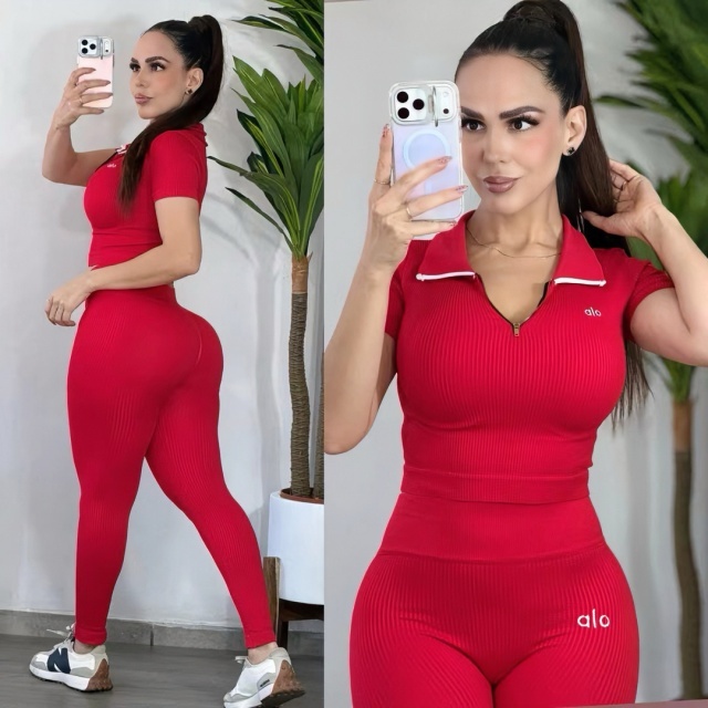 Fashion Embroidery Ribbed Jogging Suit