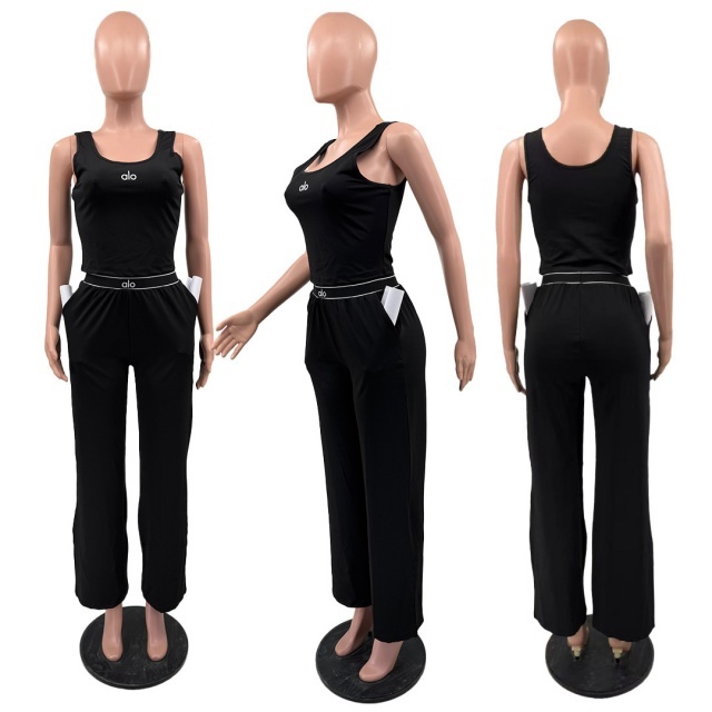 Fashion Embroidery Tank Top Tracksuit Set