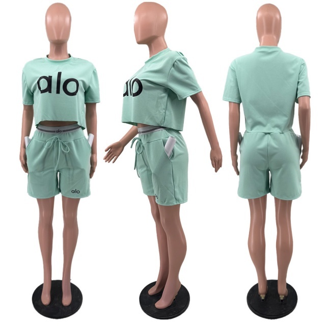 Fashion Letter Print Sport Short Set
