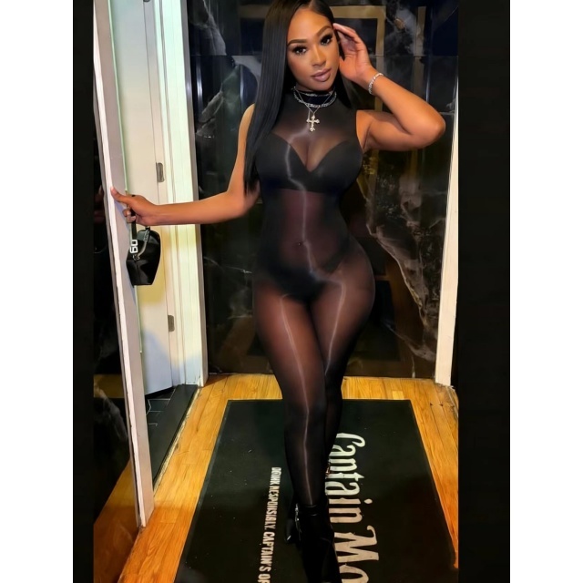 See Through Sleeveless Bodystocking Lingerie Jumpsuit