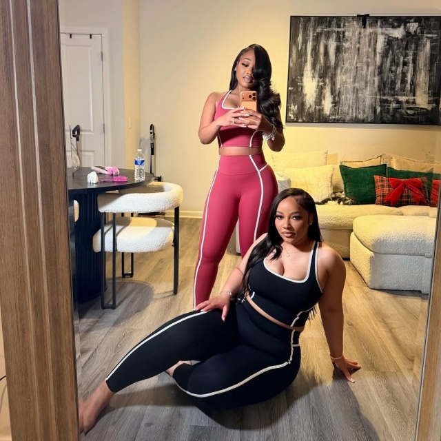 Contrast Color Sport Yogawear Pant Set