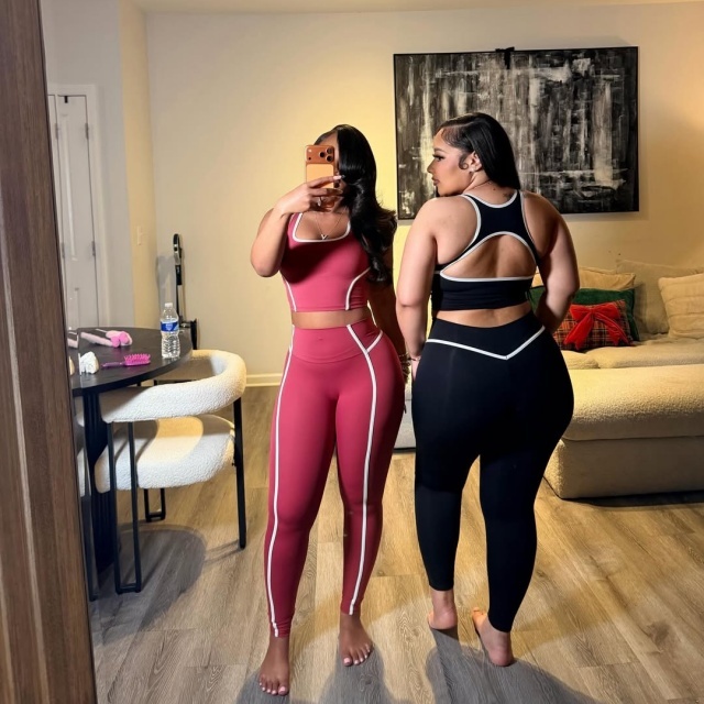 Contrast Color Sport Yogawear Pant Set