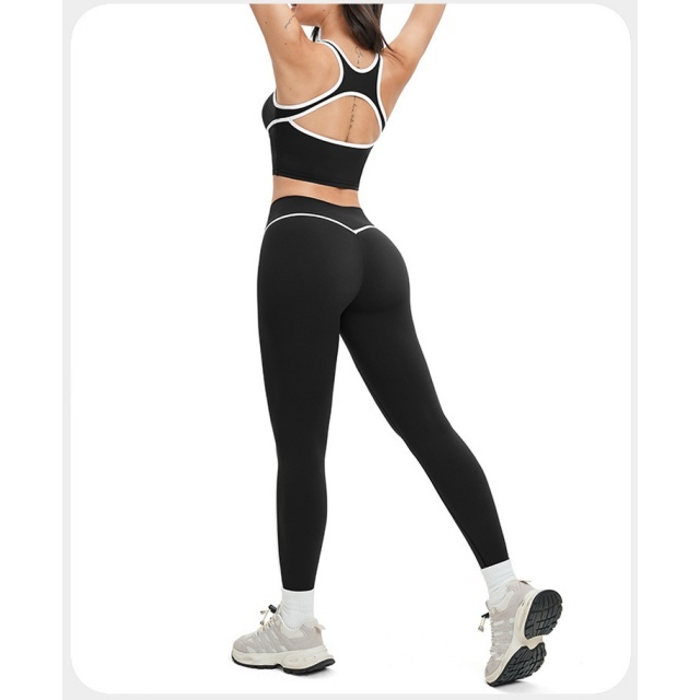 Contrast Color Sport Yogawear Pant Set