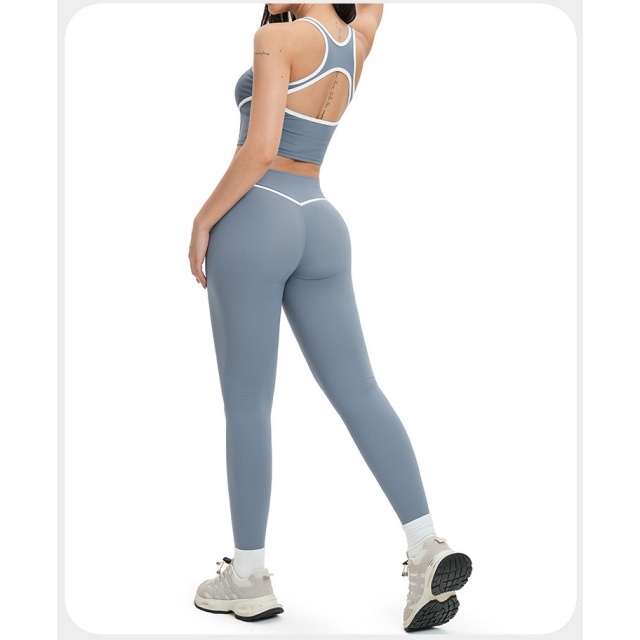 Contrast Color Sport Yogawear Pant Set