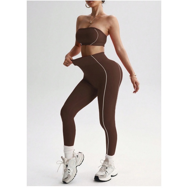 Strapless Tube Top Activewear Pant Set