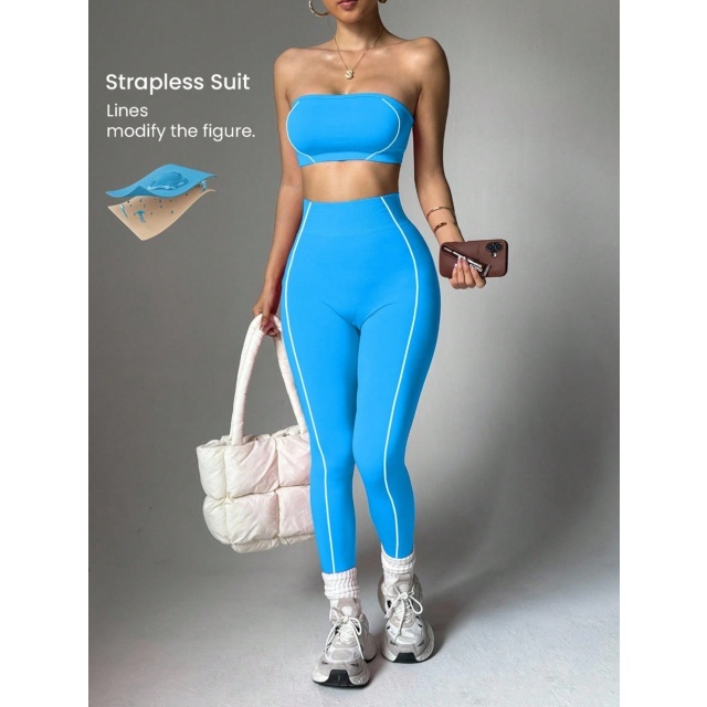 Strapless Tube Top Activewear Pant Set