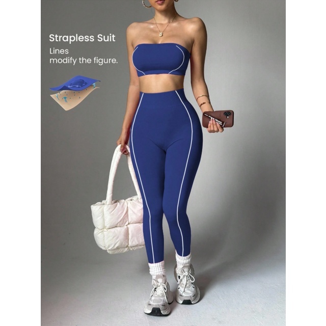 Strapless Tube Top Activewear Pant Set