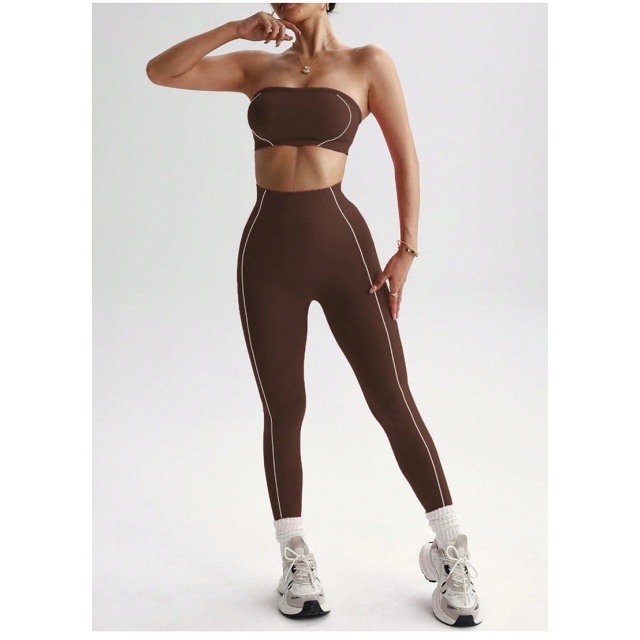 Strapless Tube Top Activewear Pant Set