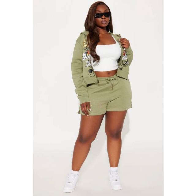 Streetwear Printed Hooded Short Set Two Pieces