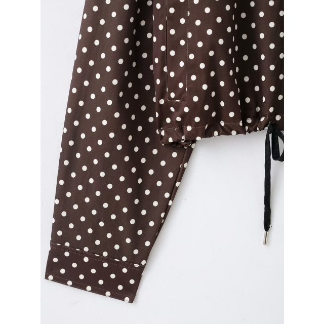 Polka Dot Printed Jacket Top Two Pieces Short Set
