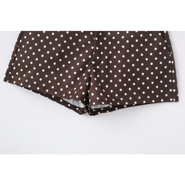 Polka Dot Printed Jacket Top Two Pieces Short Set