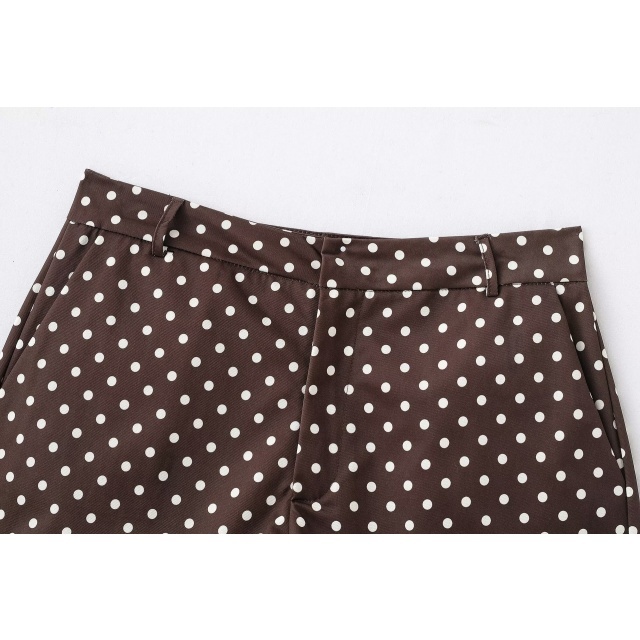 Polka Dot Printed Jacket Top Two Pieces Short Set