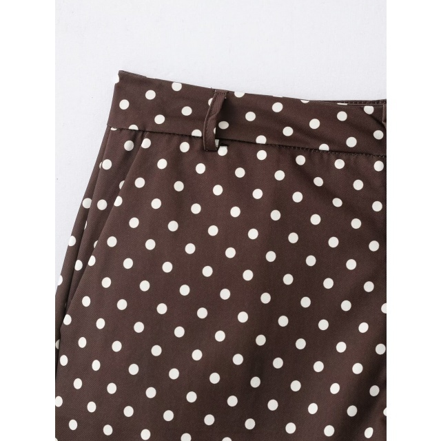 Polka Dot Printed Jacket Top Two Pieces Short Set
