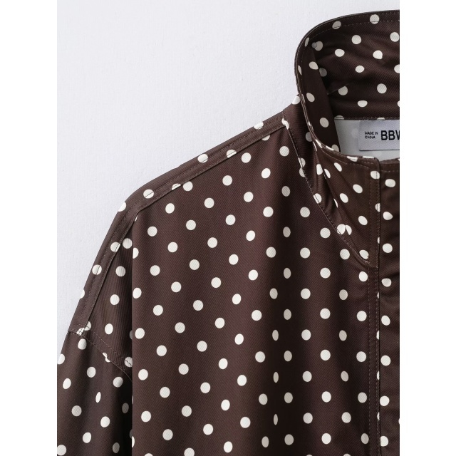 Polka Dot Printed Jacket Top Two Pieces Short Set
