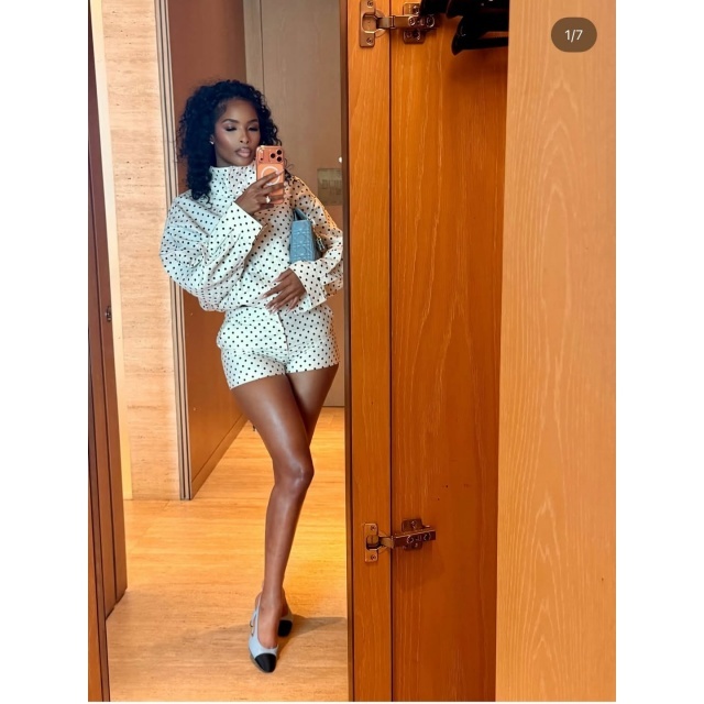 Polka Dot Printed Jacket Top Two Pieces Short Set