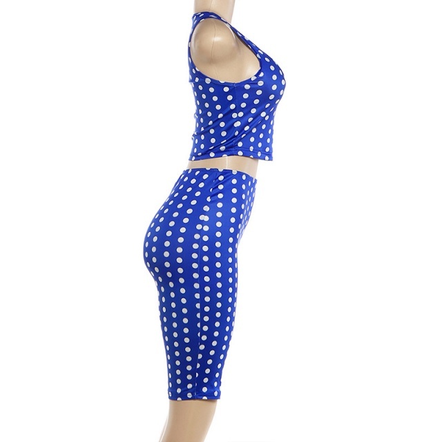 Polka Dots Printed Cut Out Crop Top Short Set