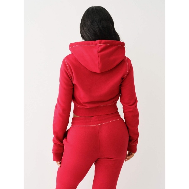 Zipper Up Hooded Top Casual Pant Set