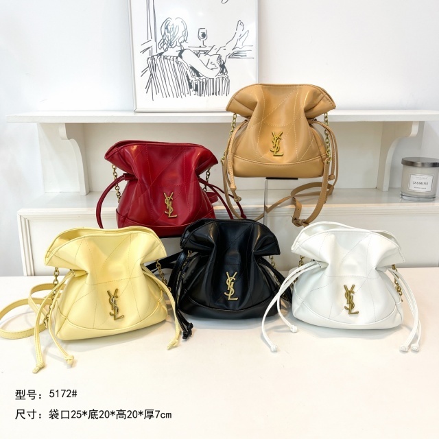 Metal Logo Leather Fashion Crossbody Bucket Bags