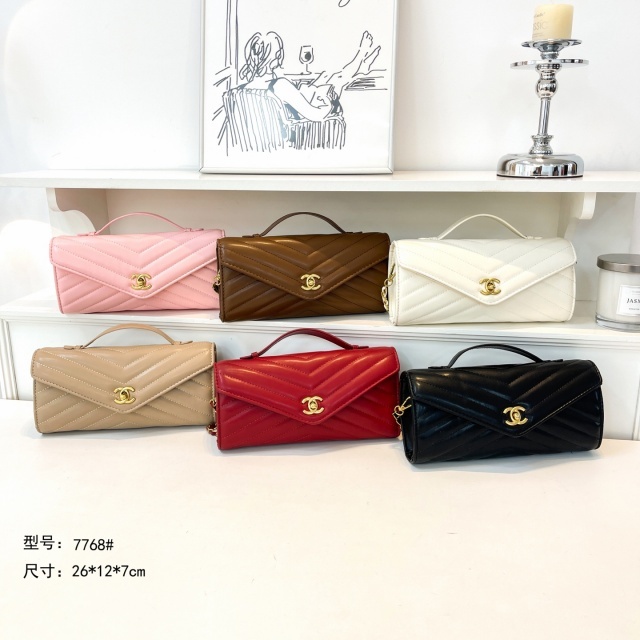 Metal Logo Leather Women Messenger Bags