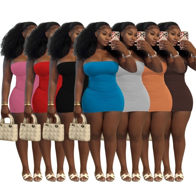 Solid Color Tube Bodycon Mini Dress