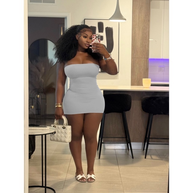 Solid Color Tube Bodycon Mini Dress