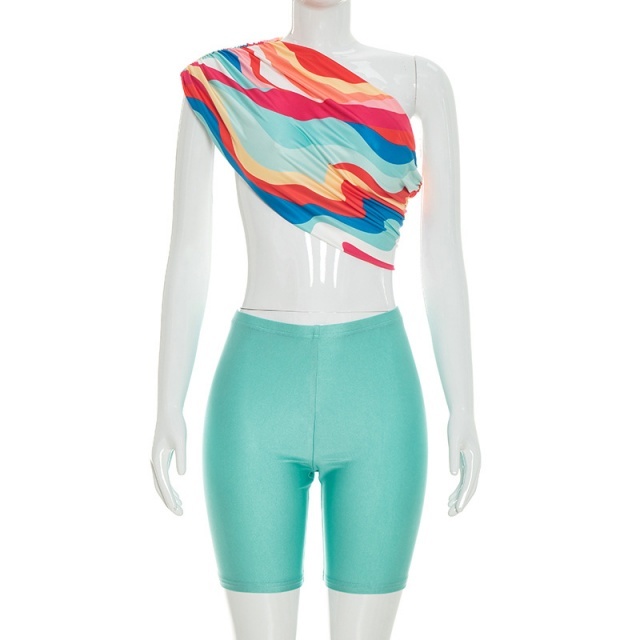 Colorful Tube Top Slim Fit Short Set