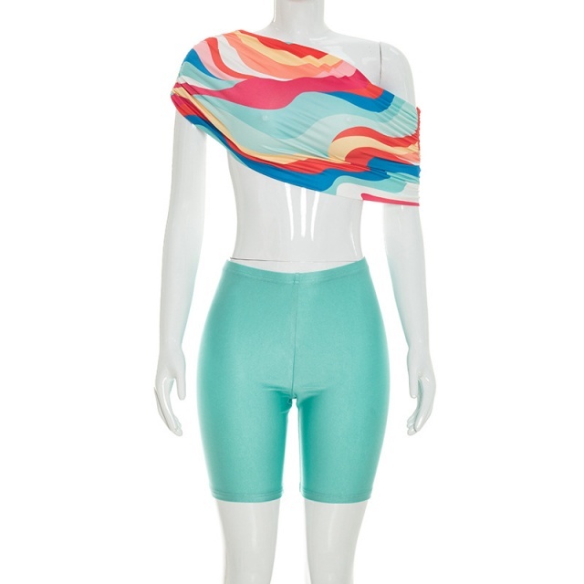 Colorful Tube Top Slim Fit Short Set
