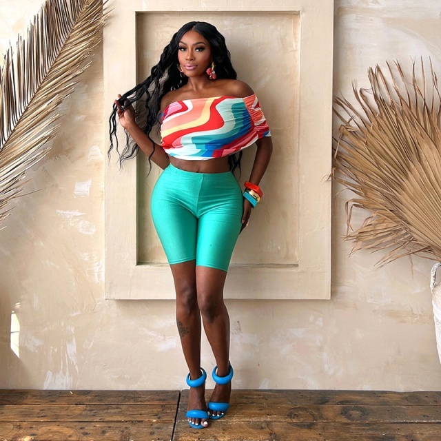 Colorful Tube Top Slim Fit Short Set