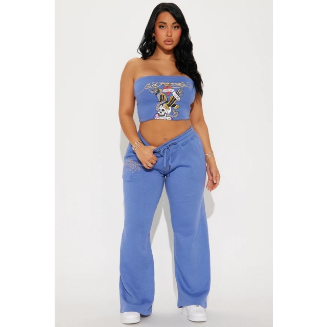 Off Shoulder Tube Top Wide-legs Pant Set