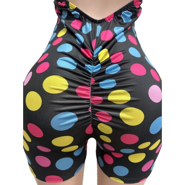 Polka Dot Print V Neck Slim-fit Romper