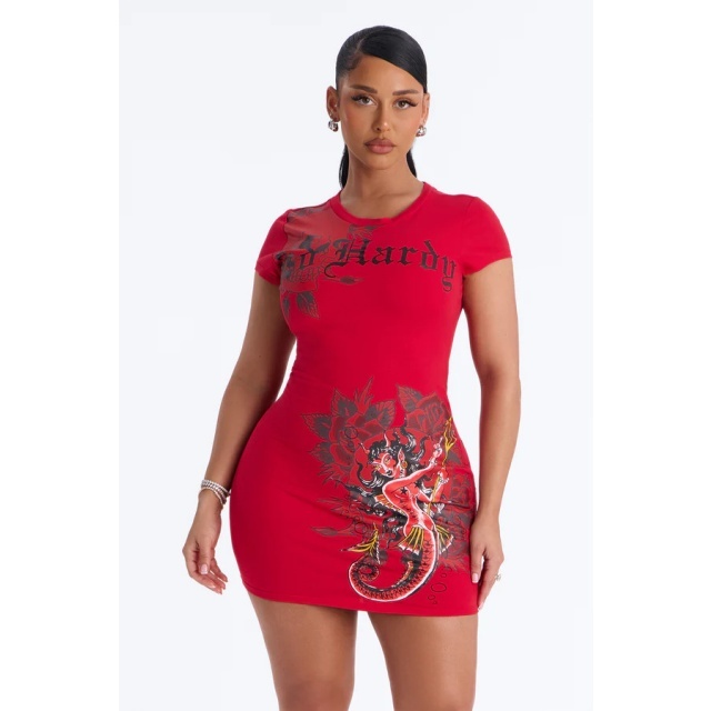 Chic Printed Short Sleeve Bodycon Dress