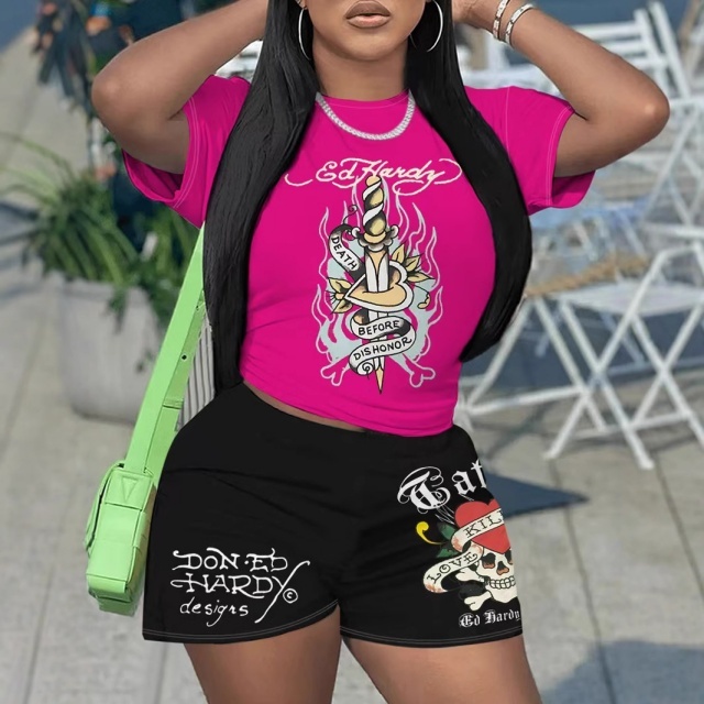 Casual O Neck T Shirt Top Two Pieces Short Set
