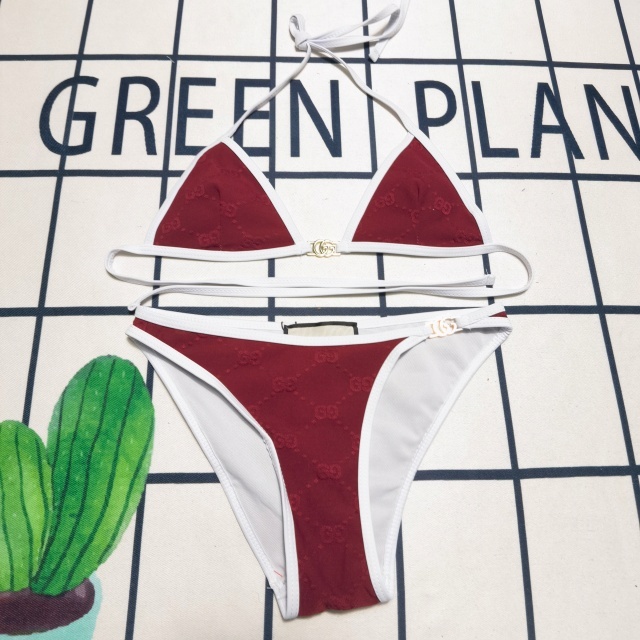 Metal Logo Fashion Strappy Bikini Set