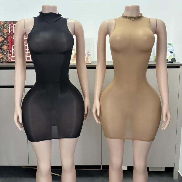 Sleeveless Sheer Mesh Tight Lingerie Dress