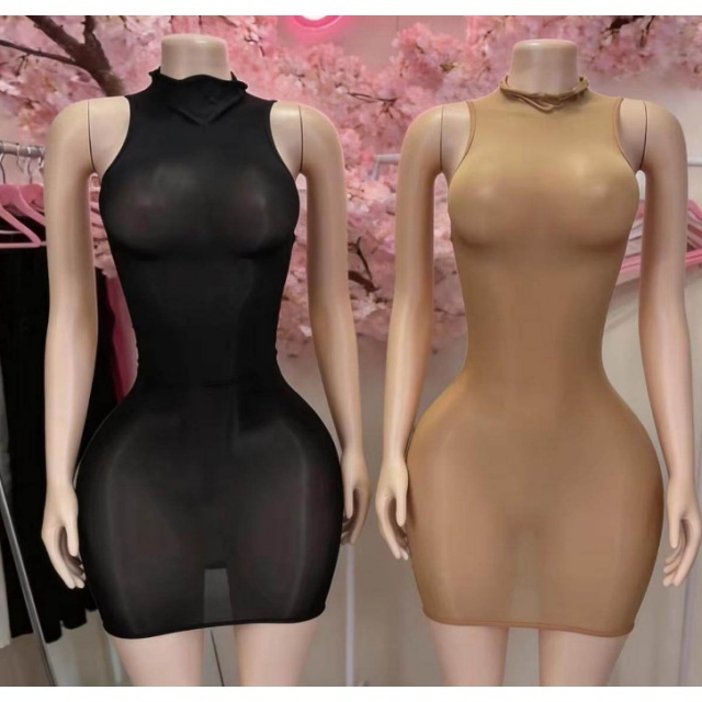 Sleeveless Sheer Mesh Tight Lingerie Dress