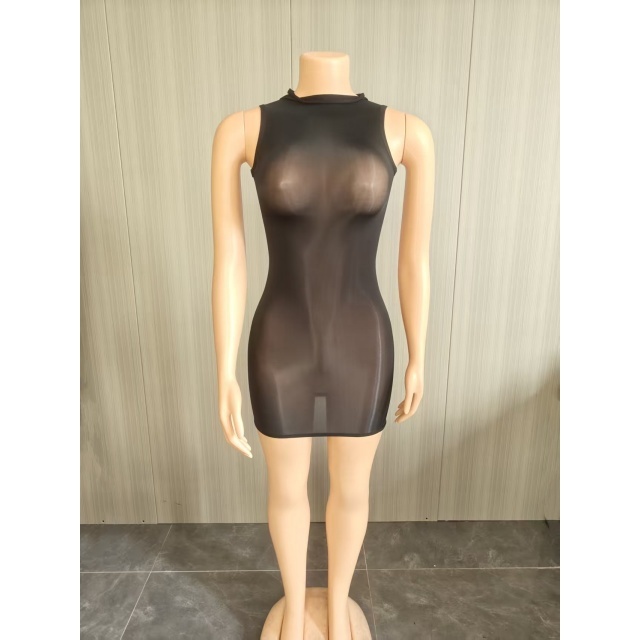 Sleeveless Sheer Mesh Tight Lingerie Dress